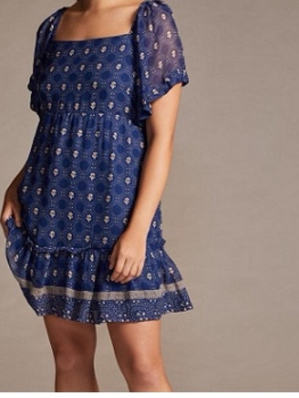 Maeve Anthropologie Open-Back Flutter Mini Dress L